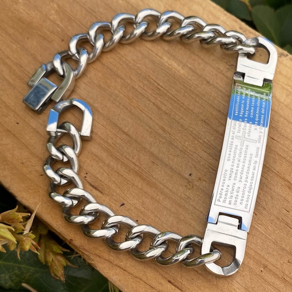 Lord’s Prayer Men Bracelet Stainless Steel/Padre Nuestro Acero Inoxidable Unisex - Picture 6 of 6